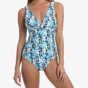La Blanca Women's Swim Seaglass Shores Twist Mio One-Piece Swimsuit Size 6